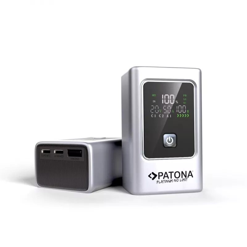 PATONA Platinum Powerbank Luxury One PD35 | 10000mAh | PD 35W | USB-C + USB-A Silber, Schwarz