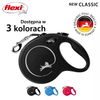 Rollleine Flexi New Classic L 5 m Schwarz – Leine, für große Hunderassen (25–45 kg), max. Belastung 50 kg