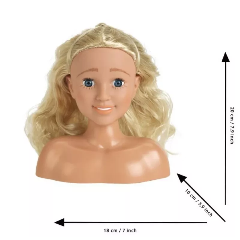 Kämm- und Stylingkopf KLEIN Sara 5205 mit realistischen Merkmalen – Puppenzubehör zum Üben von Frisuren