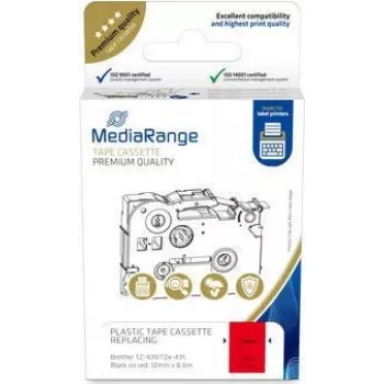 MediaRange Kunststoffbandkassette Brother TZ-431 12mm 8m schwarz auf rot