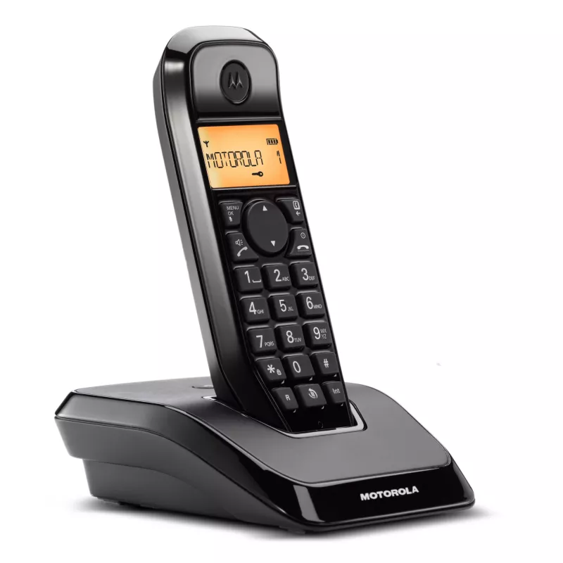 DECT-Telefon Motorola S1201 – schnurloses Handgerät, Freisprechfunktion, Anruferkennung, 50 Einträge Telefonbuch, schwarz