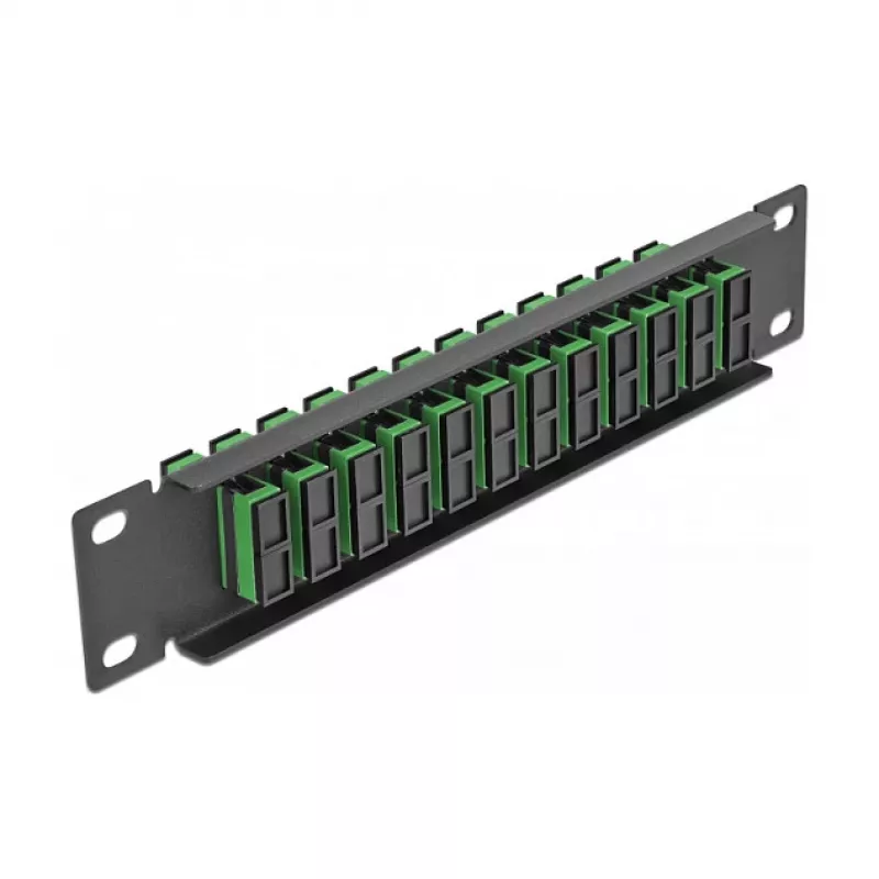 Glasfaser-Patchpanel DeLOCK 10 Zoll 12 Port SC Duplex grün 1U schwarz