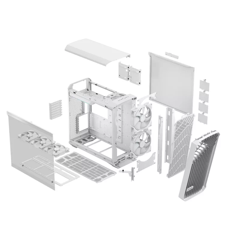 PC-Gehäuse Fractal Design Torrent White – unterstützt ATX, EATX, microATX, ITX; 2x180 mm Frontlüfter; 2,5-Zoll/3,5-Zoll-Einschübe