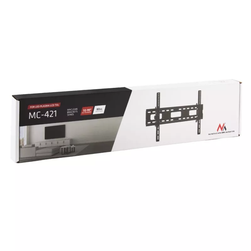 Maclean TV MC-421 Wandhalterung 32 -90 VESA 600x400 80kg Neigbar Universal Verstellbar Wasserwaage Zubehör Flach Schlank