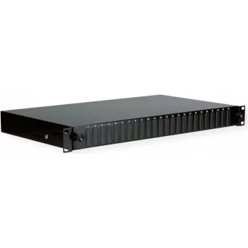 19 Zoll Spleißbox VALUE 21.99.0649 — 1U, 24× SC-DX LC-Quad, schwarz