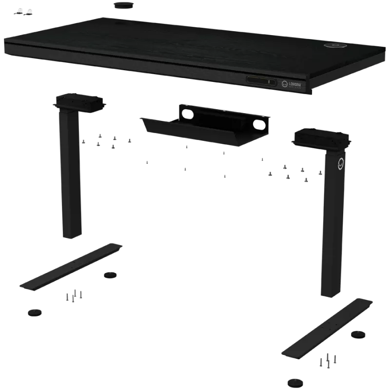 Höhenverstellbarer Gaming-Tisch mit Doppelmotor, kabellosem Ladegerät, RGB-Beleuchtung, Bedienfeld und USB-Anschlüssen, Tischplatte mit PB-Melamin-Oberfläche, schwarz