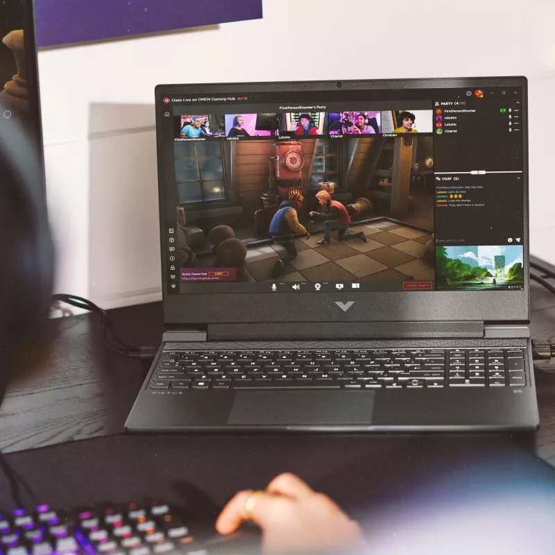 Laptop HP Victus 15-fb3040nw — 15,6 Zoll FHD 144Hz, AMD Ryzen 7 7445HS, 16GB DDR4 3200MHz, 512GB SSD, NVIDIA GeForce RTX 4050 6GB, FreeDOS, Tastatur Englisch