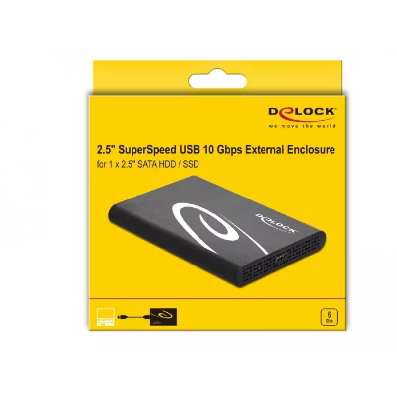 HDD/SSD-Gehäuse DeLOCK 42610 Externes Gehäuse für 2,5-Zoll-SATA-HDD/SSD