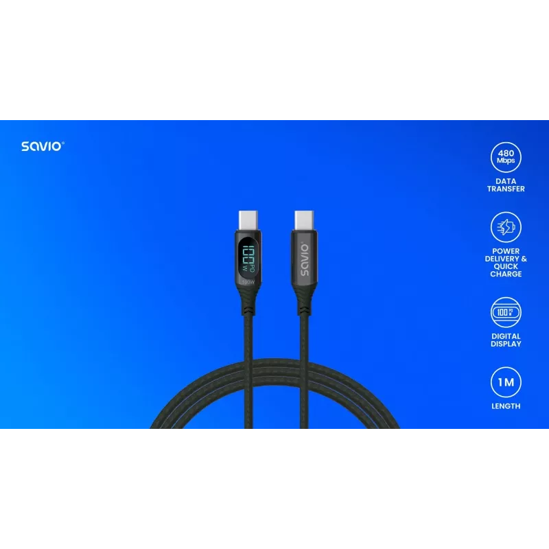 Savio USB-C - USB-C-Kabel CL-174 1m schwarz USB 3.2 Gen 1
