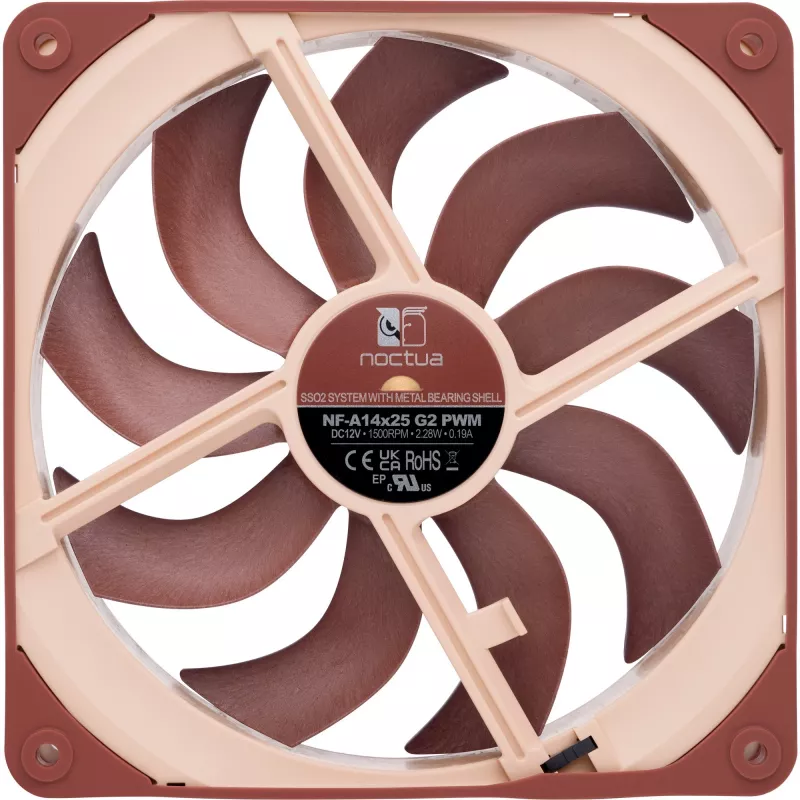 Lüfter Noctua NF-A14x25 G2 PWM 140 mm 1500 U/min SSO2-Lager 4-Pin-PWM Beige