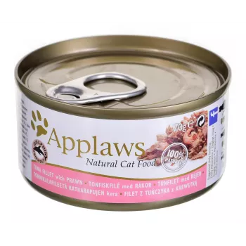 APPLAWS Thunfischfilet mit Garnele in Brühe - Nassfutter für Katzen - 70 g