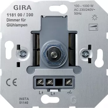 GIRA Dimmer 118100 Einsatz Taster/Wechselschalter Gl 100-1000 (118100)