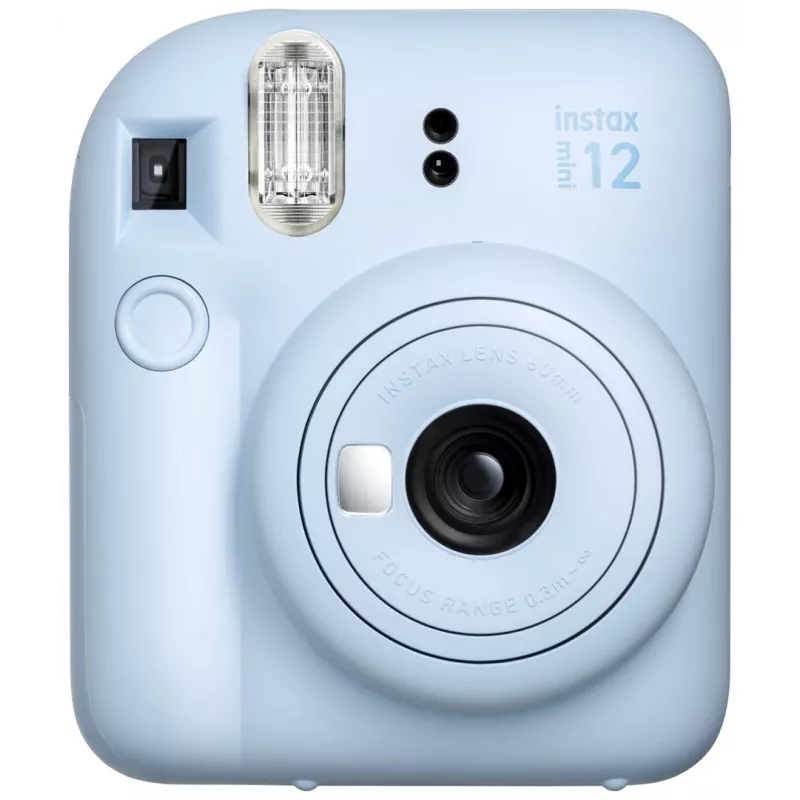 Sofortbildkamera Fujifilm Instax Mini 12 Blau — 86 x 54 mm Ausdrucke, 60 mm Brennweite, elektronischer Verschluss