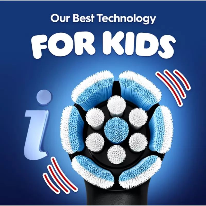 Elektrische Zahnbürste BRAUN Oral‑B iO Kids Marvel Spiderman — wiederaufladbar, 3 Modi, 2‑Minuten‑Musiktimer, Reiseetui, 1 Bürstenkopf, Lithium‑Ionen