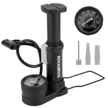 Rockbros 42610002001 Fahrrad-Standpumpe mit Manometer Schwarz