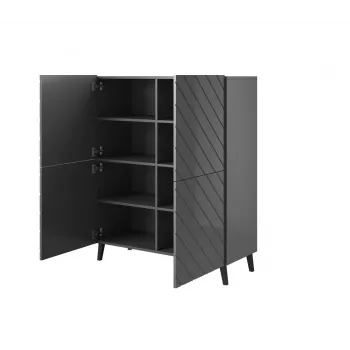 Shelving unit ABETO 100.5 x 40 x 121.5 cm Graphit/glänzend Graphit