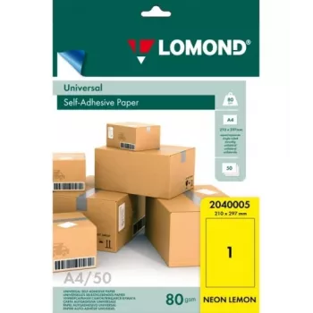 Lomond selbstklebendes Papier Universaletiketten, 1/210x297, A4, 50 Blatt, Lemon neon