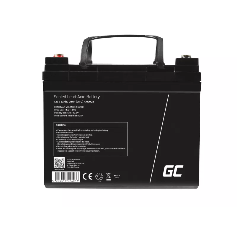 Green Cell AGM21 USV-Batterie, versiegelte Blei-Säure (VRLA), 12 V, 33 Ah
