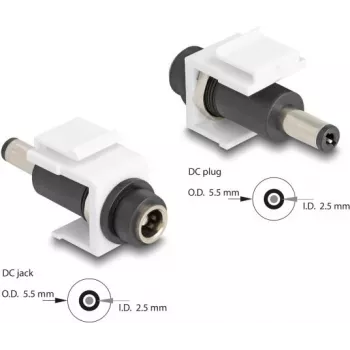 DeLOCK Keystone-Modul DC 5,5 x 2,5 mm Buchse auf Stecker weiß