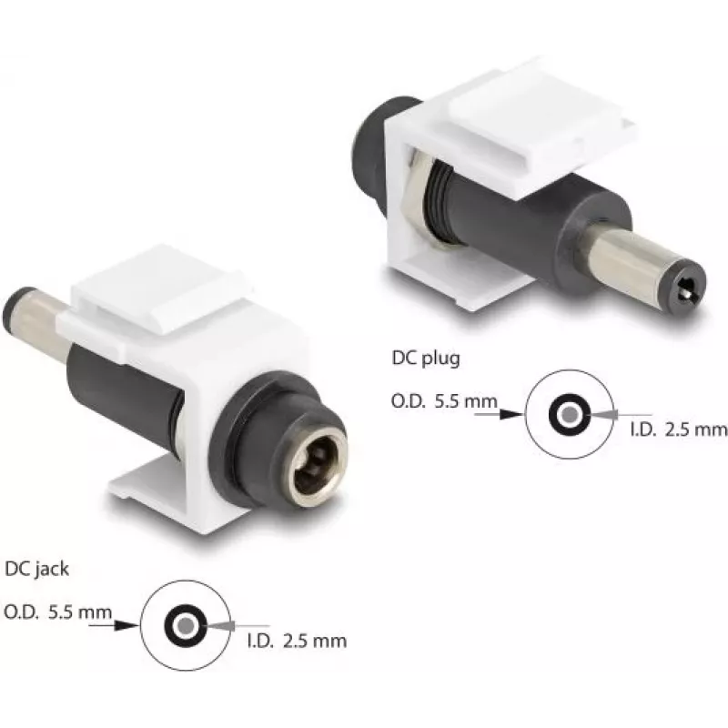 DeLOCK Keystone-Modul DC 5,5 x 2,5 mm Buchse auf Stecker weiß
