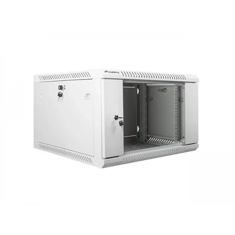 Lanberg Wandmontage-Schrankgehäuse 19 inch 6U 600x600mm grau (Glastür)