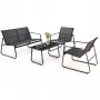 Extralink Schwarz FOREST GARTENMÖBEL-SET TEXTILEN ZWEI STÜHLE + LIEGE + KLAPPTISCH SCHWARZ L-0358 Outdoor-Möbelset