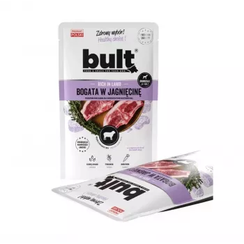Nassfutter für Hunde BULT Reich an Lamm 100 g Beutel — Alleinfuttermittel für ausgewachsene Hunde, 75% Feuchtigkeit, 12% Protein, getreidefrei
