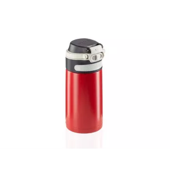 Thermobecher Leifheit 03245 Edelstahl 350 ml, doppelwandig, auslaufsicher, Klappdeckel, schwarz/rot