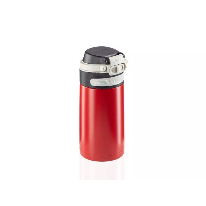 Thermobecher Leifheit 03245 Edelstahl 350 ml, doppelwandig, auslaufsicher, Klappdeckel, schwarz/rot