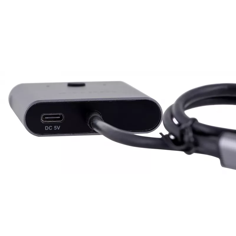 Dockingstation Unitek D1078A — USB-C-Hub, 2x USB-C-Eingang, 1x USB-C-Ausgang, 100 W PD, 4K-Unterstützung, max. 3480×2160, grau