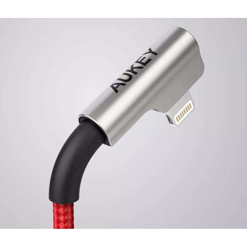 USB-auf-Lightning-Kabel Aukey CB-AL01 Rot – Nylongeflecht, Lightning-Stecker für Apple-Geräte