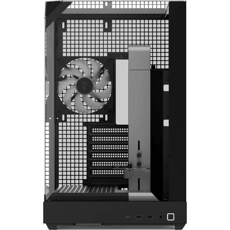 Tower-Gehäuse APNX V2 mit drei gehärteten Glasscheiben, schwarz