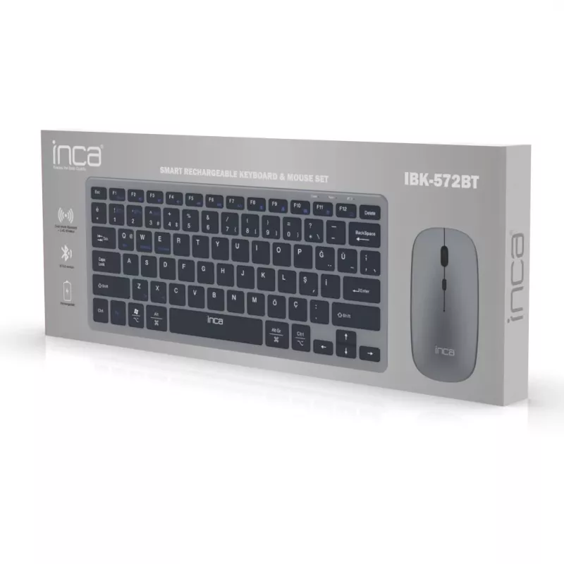 INCA IBK-572BT kabelloses Tastatur-Maus-Set, grau