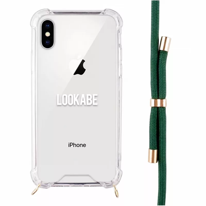 Telefon-Halskettenhülle Lookabe für iPhone X / Xs — Gold mit grünem Band