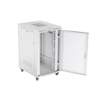BODENSTEHENDER RACK-SCHRANK 19 27U 800X1000 GRAU PERFORIERTE LCD-TÜR LANBERG (flach PACK)
