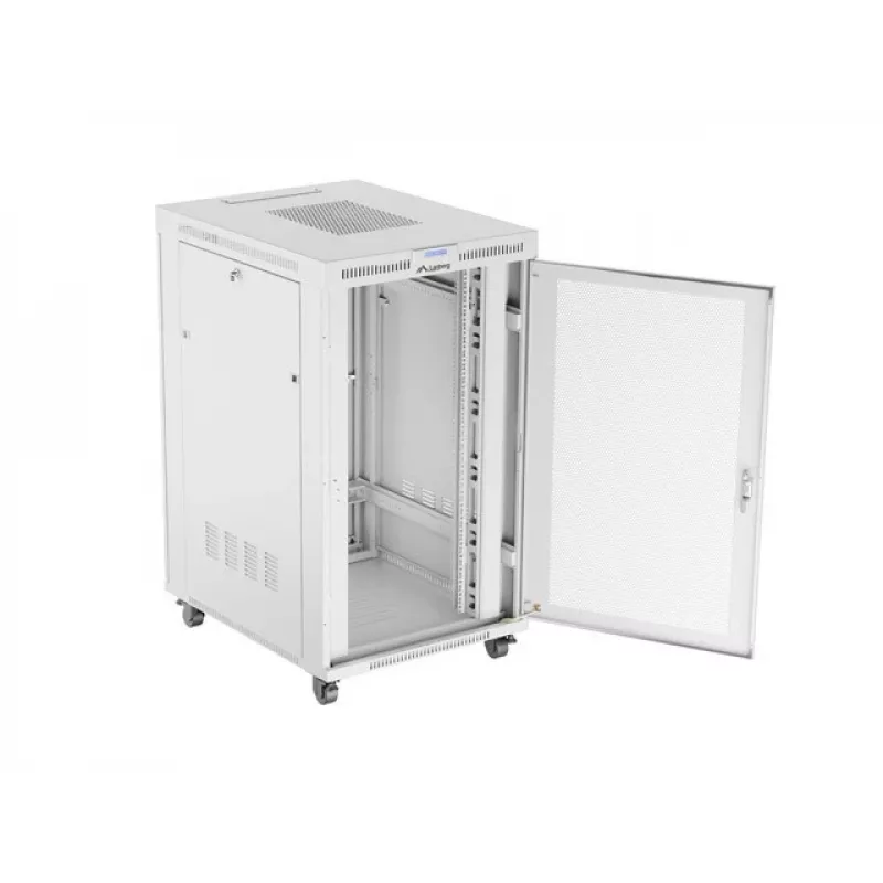 BODENSTEHENDER RACK-SCHRANK 19 27U 800X1000 GRAU PERFORIERTE LCD-TÜR LANBERG (flach PACK)