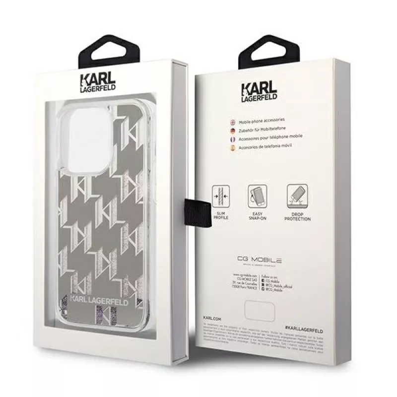 Karl Lagerfeld KLHCP14XLMNMS iPhone 14 Pro Max 6.7 Hardcase silber / silber Liquid Glitter Monogram