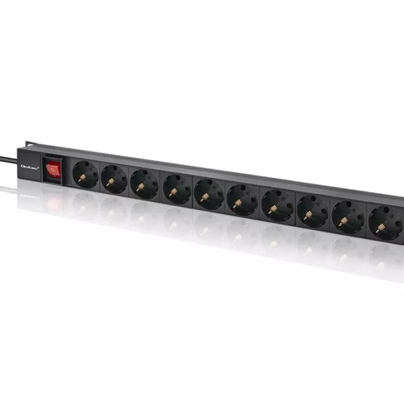 Qoltec Aluminium-PDU für RACK | 16A | 16 x Schuko | Vertikal | 1,8 m