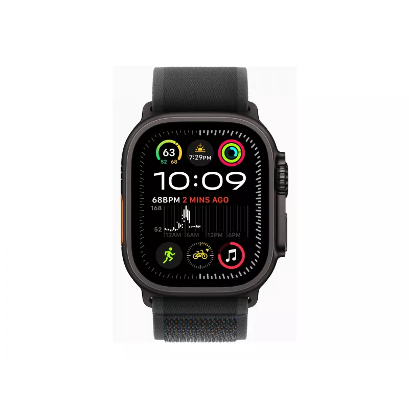 APPLE Watch Ultra 2 GPS + Cellular 49 mm Gehäuse aus schwarzem Titan mit schwarzem Trail Loop – M/L