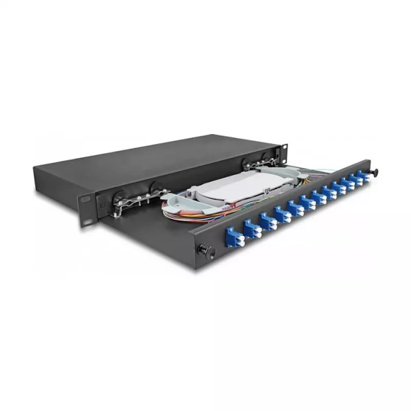 Glasfaser-Spleißbox DeLOCK 67003 Schwarz Metall 483x220x44mm