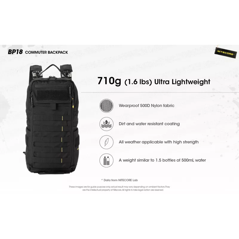 Reiserucksack Nitecore BP18 — schwarz Nylon/Polyester, 240×160×470 mm