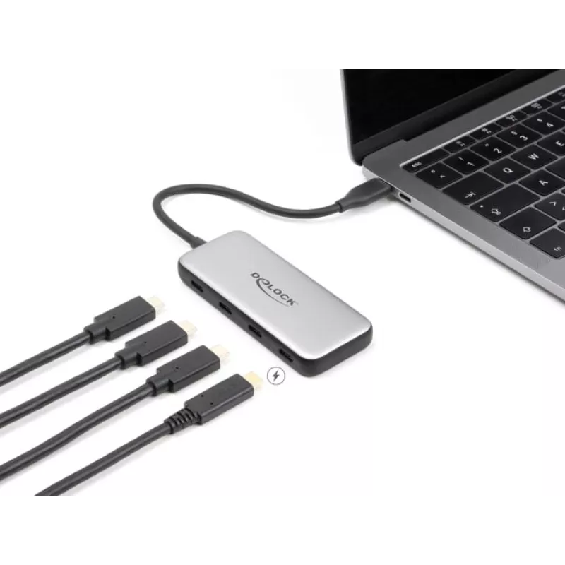 DeLOCK 64261 USB 3.2 Gen 1 Type-C Hub 10000 Mbit/s Schwarz Grau