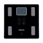 Elektronische Personenwaage Omron VIVA – quadratisch, schwarz, max. 150 kg, 100 g Genauigkeit, Körperfett/BMI/BMR, 30-Benutzer-Speicher