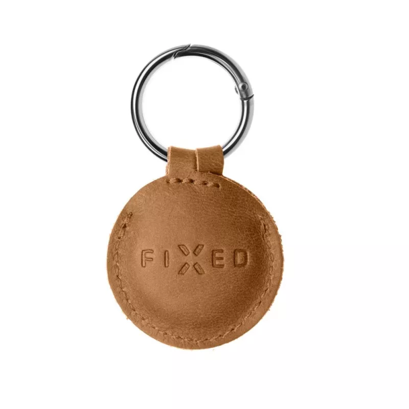 Hülle für AirTag FIXED FIXWAT-C2-BRW echtes Rindsleder braun — schützende Lederhalterung für Apple AirTag