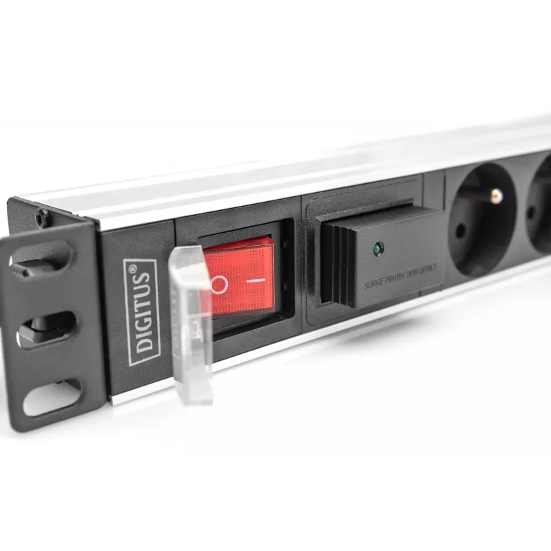 Digitus Steckdosenleiste mit Aluminiumprofil 7-fach CEE 7/5 Buchsen 2 m Kabel