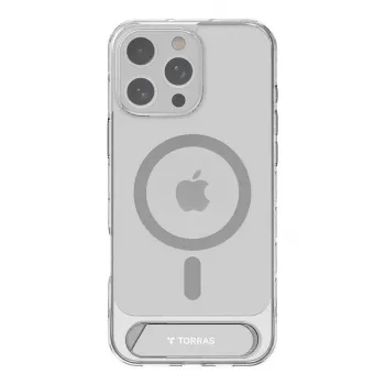 Durchsichtige Schutzhülle Torras Pstand Series für iPhone 16 Pro Max — transparent, integrierter Ständer