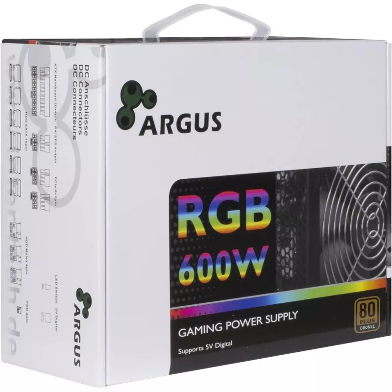 Inter-Tech Argus RGB-600W II Netzteil 20+4 Pin ATX ATX Schwarz
