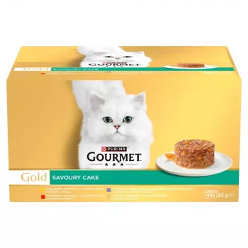 Nassfutterbeutel für Katzen Purina Gourmet Gold Savoury Cake Mix 48×85 g, ausgewachsene Katzen, 74% Feuchtigkeit, 17% Protein