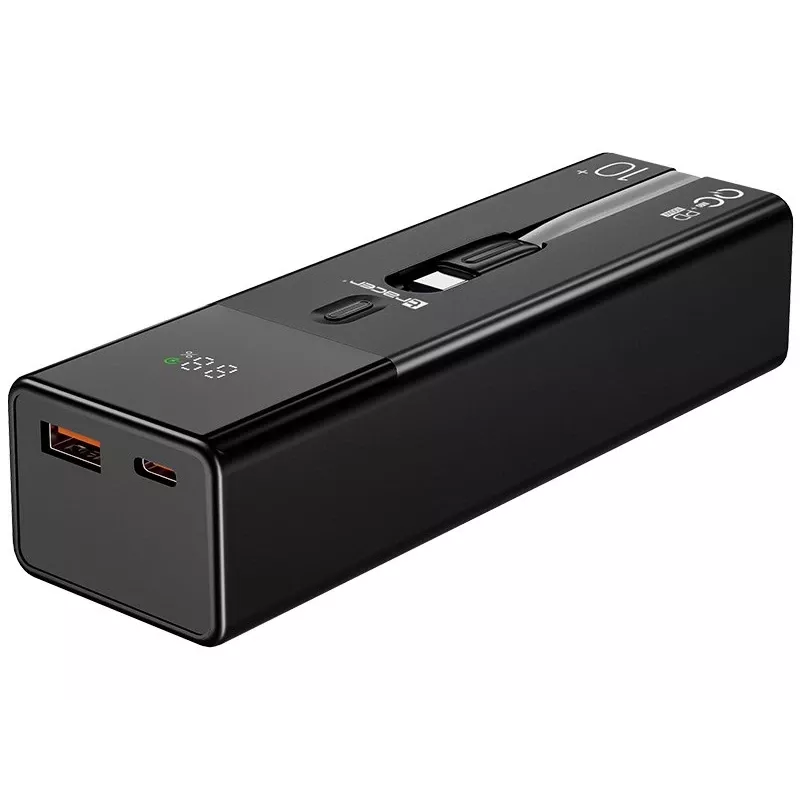 Tragbare Powerbank TRACER Quant 10000 mAh Li-Ion, PD & QC3.0, 3 Anschlüsse (2×USB-C, 1×USB-A), 100W, Schwarz