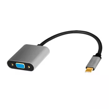 USB-Typ-C-auf-VGA-(D-Sub)-Video-Adapterkabel LOGILINK CUA0104 0,15 m, grau/schwarz